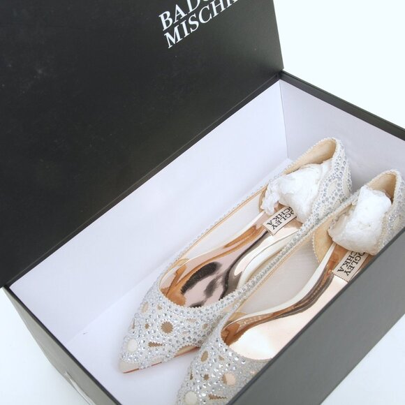 NIB Badgley Mischka Gigi Crystal Embellished Pointed Toe Flats - Picture 13 of 15